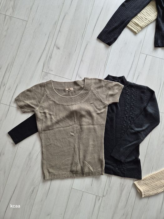 Paczka damskich swetrów, golfów i koszulek satynowych r. M-L