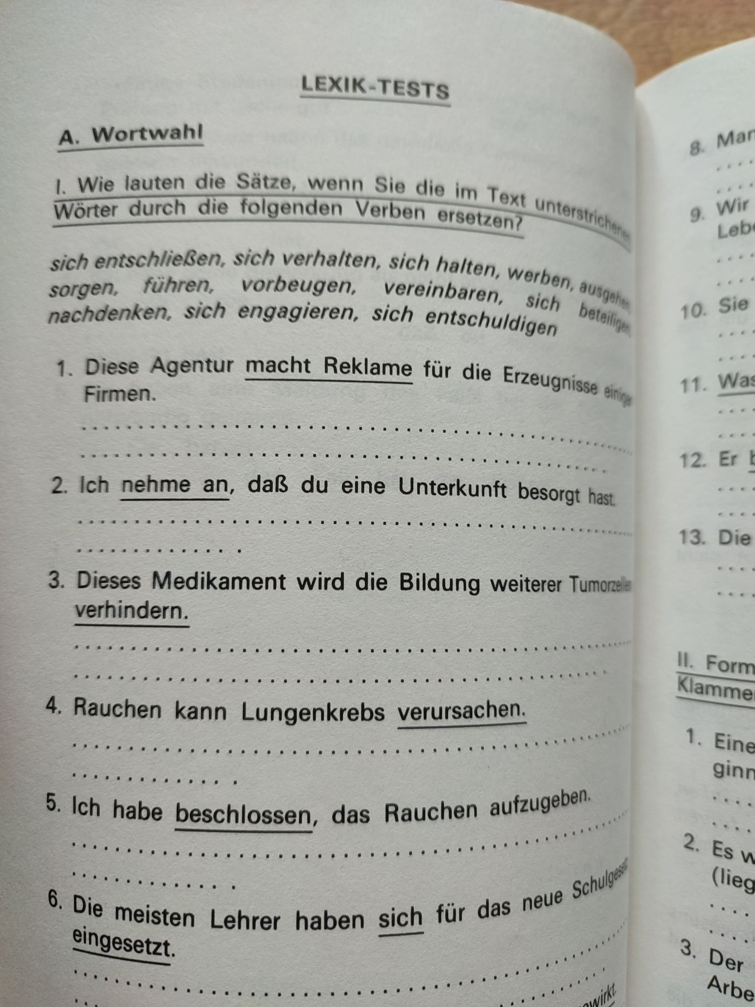 Testy z niemieckiego zdania do tłumaczenia