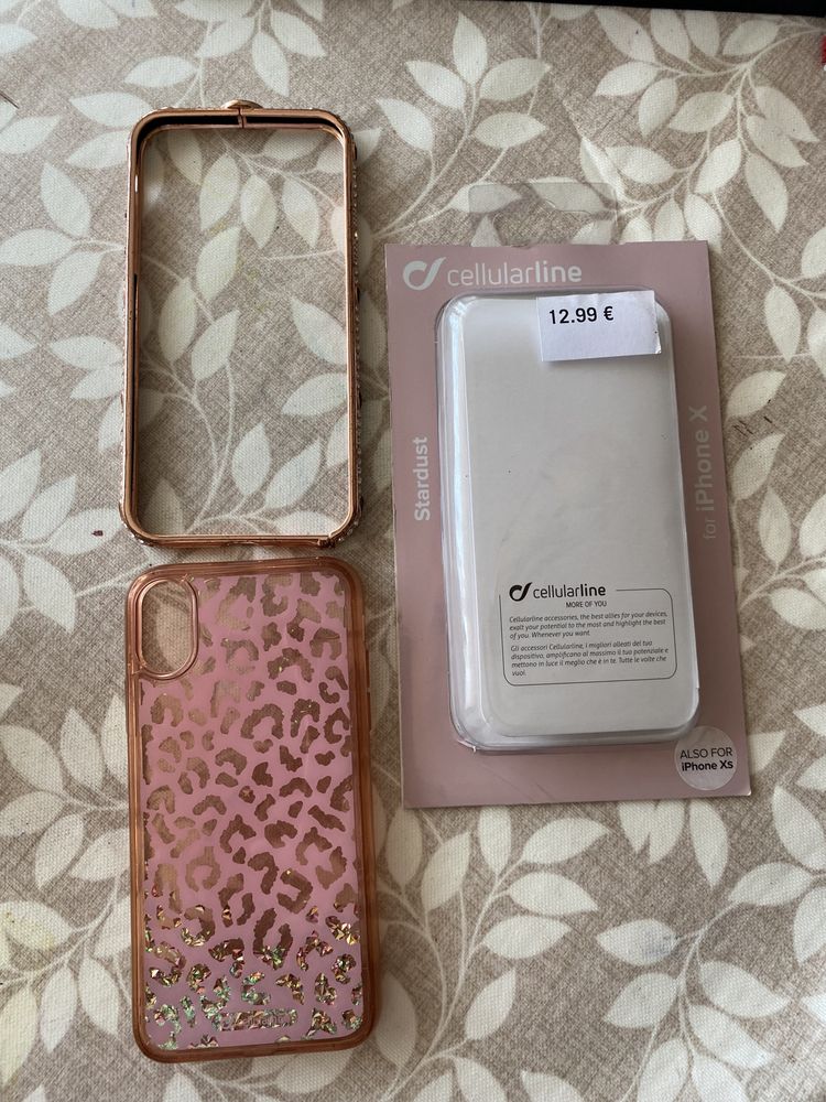 2 capas rosa telemovel brilho cristais aluminio e plastico Iphone XS