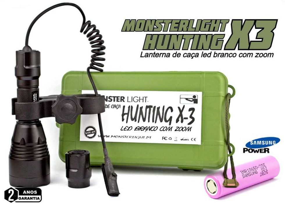 Kit lanterna esperas Hunting X-3 led cree branco 3200 lumens com zoom
