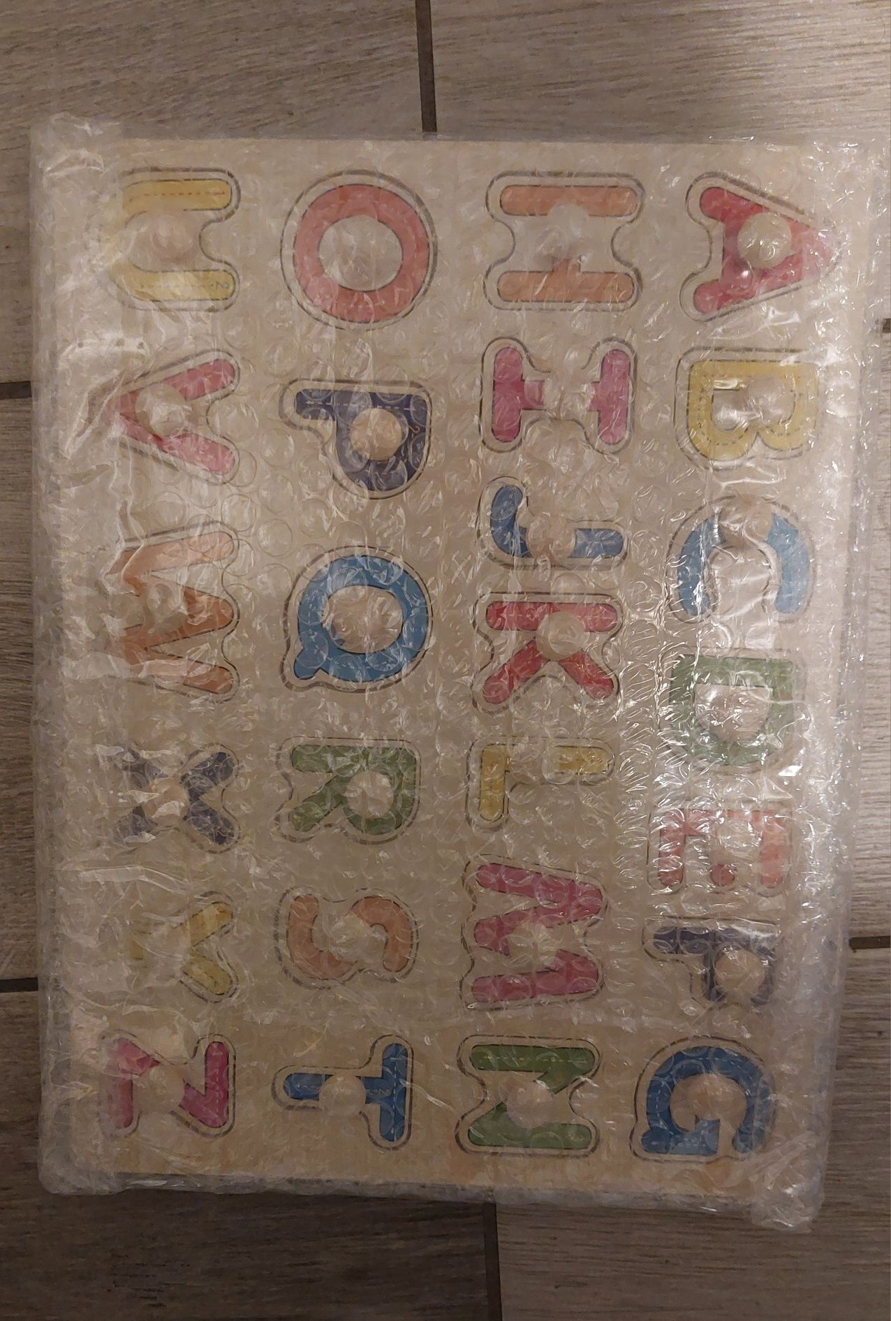 Nowa układanka drewniana alfabet, zabawka montessori