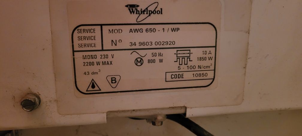 Whirlpool awg650 pralka silnik części