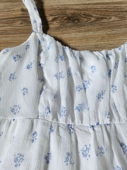 Bluzka na ramiączkach biała baskinka luźna dziewczęca ciążowa M