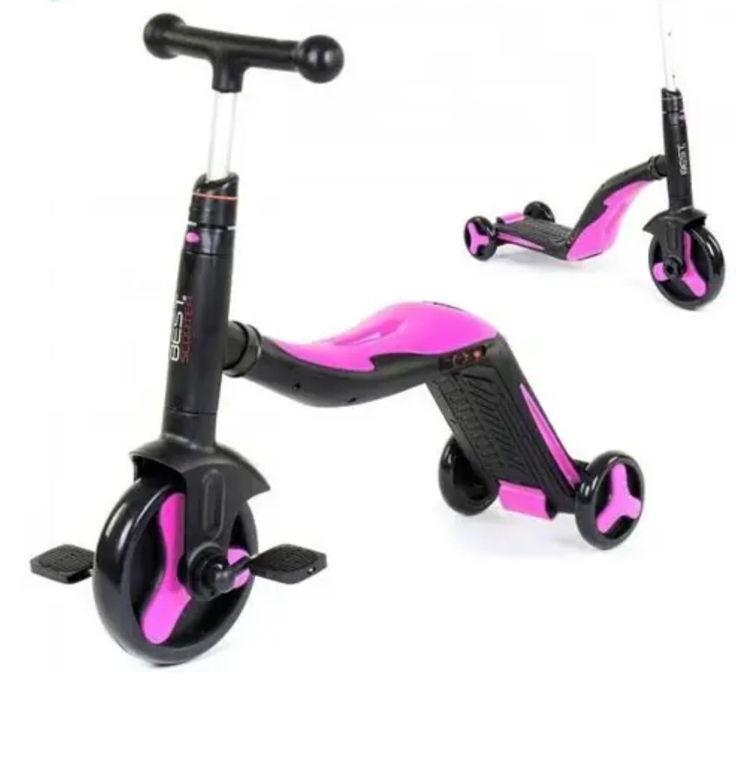 Музичний Самокат 3в1 Best Scooter, самокат-велобіг-велосипед,