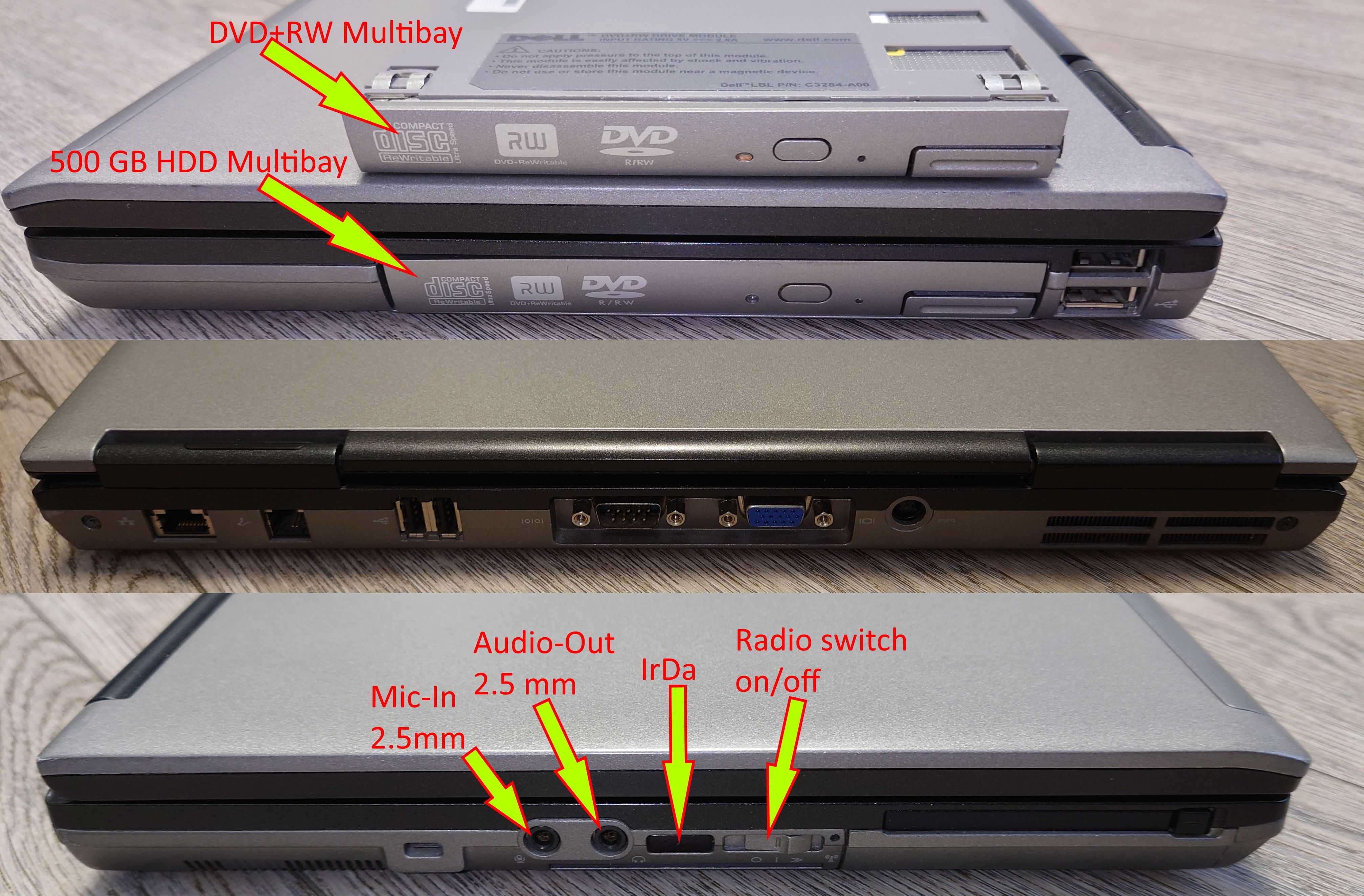 Ноутбук Dell Latitude D620/Core2Duo T7200 2.0GHz/3GB RAM/250SSD+500HDD