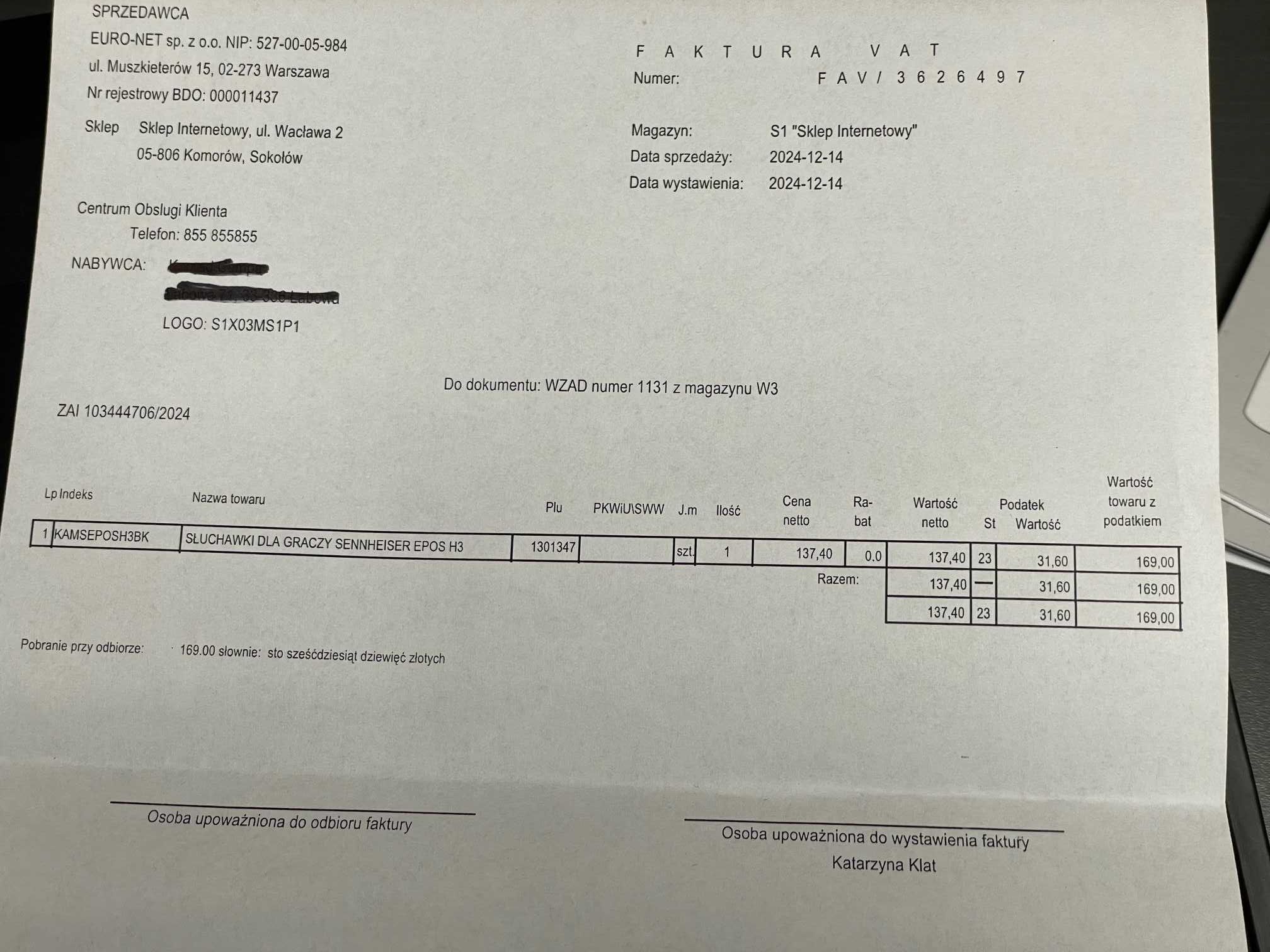 Słuchawki przewodowe z mikrofonem Epos H3 Nauszne Czarny