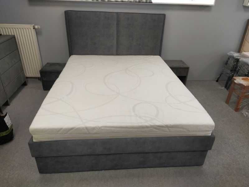 Nowe łóżko tapicerowane 140x200 z pojemnikiem szare welur