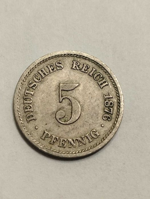 Sprzedam monetę Niemcy 5 pfennig 1876r. J -  stan  bardzo dobry