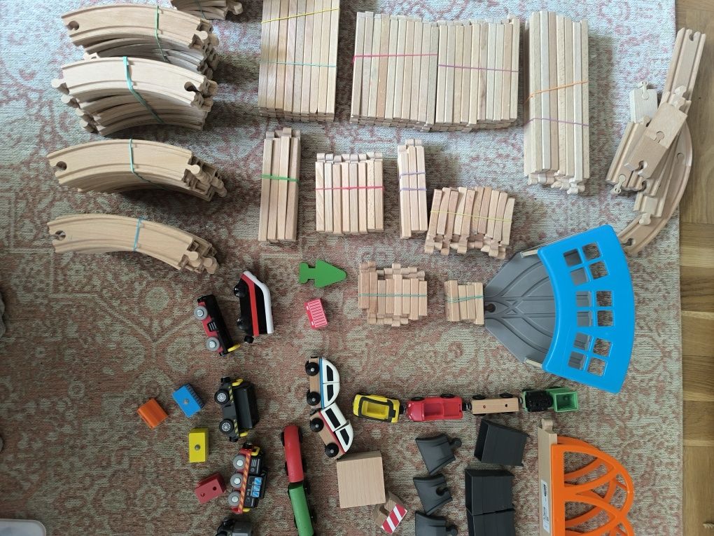 Kolejka drewniana IKEA duży zestaw w pudełku