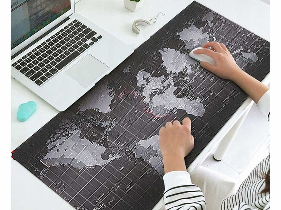 Duża Podkładka pod Mysz GAMINGOWA Biurko MAPA ŚWIATA 90x40 XXXL