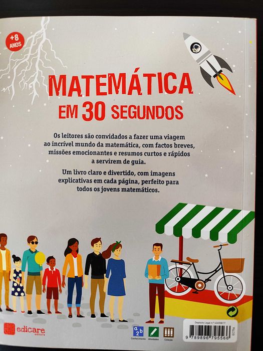 Livro "Matemática em 30 segundos", para jovens matemáticos, como novo