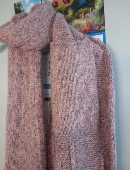 Komplet czapka szalik melanż puder