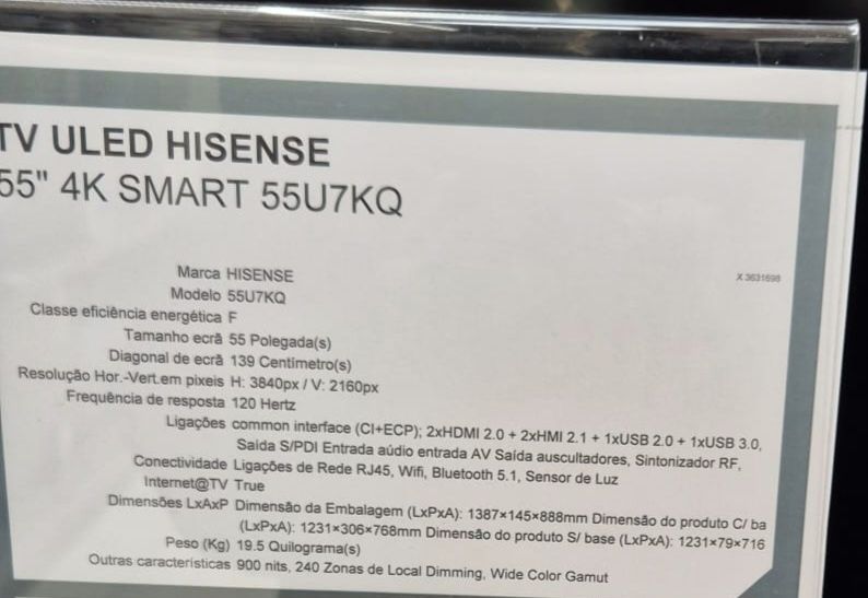 Televisão Hisense 55 polegadas