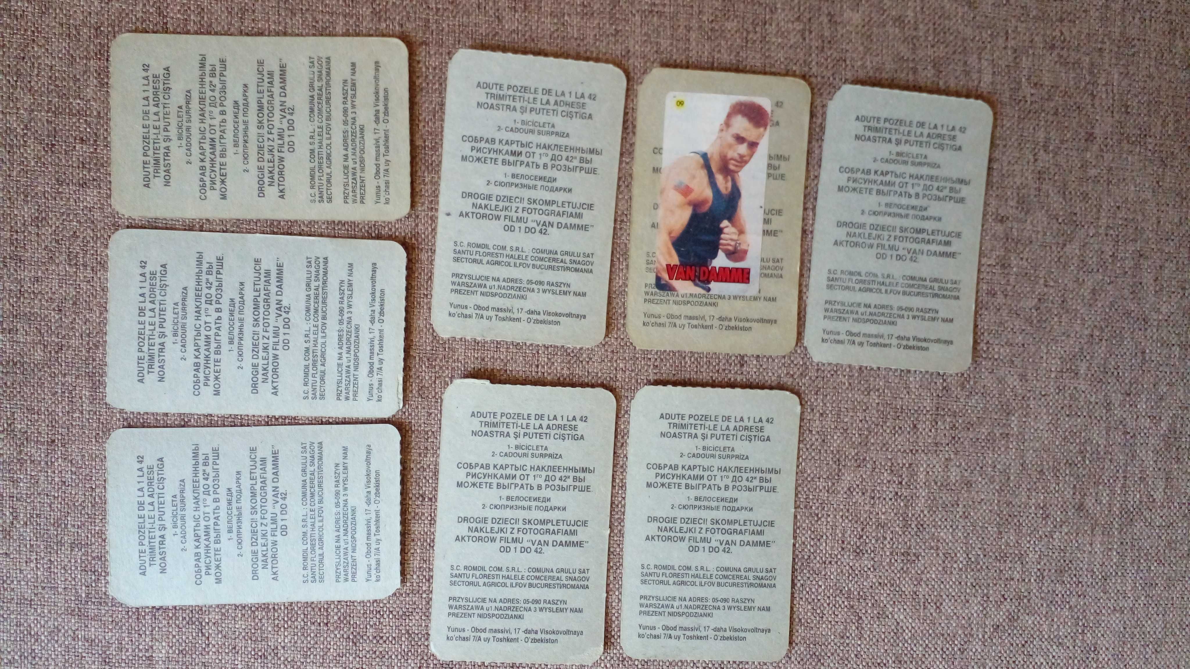 Карточки Van Damme, WrestleMania,TRANSFORMERS ACTION MASTERS