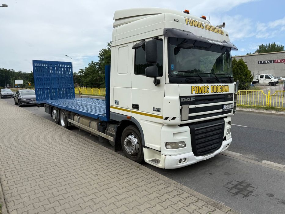 DAF XF105  Pomoc drogowa, przewóz maszyn budowlanych, laweta. Zamiana