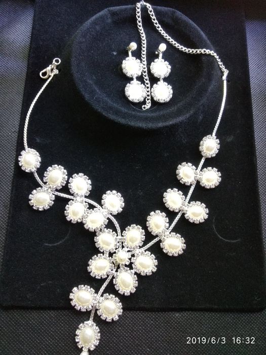 Свадебный набор,серьги колье