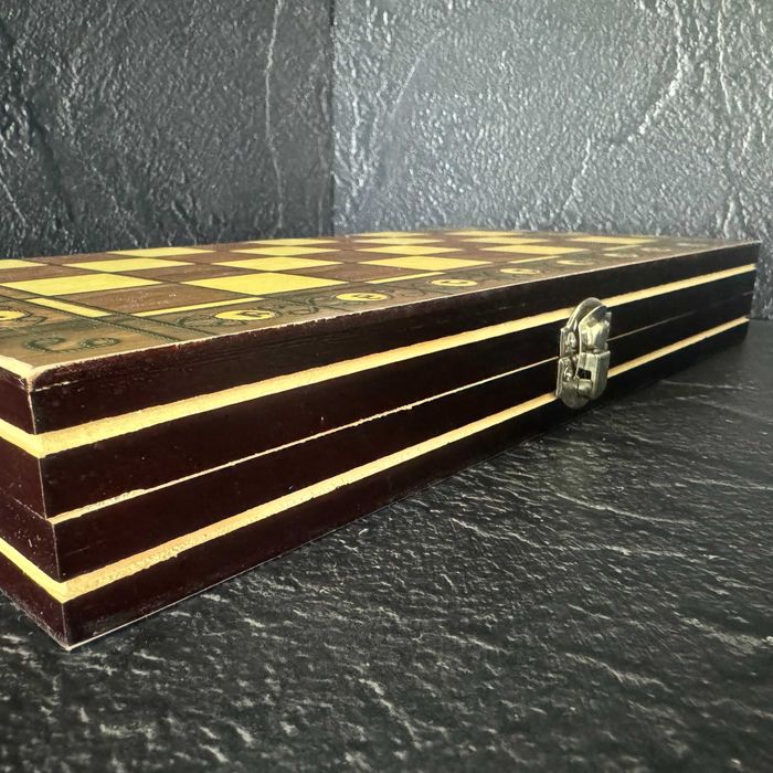 Шахматы, шашки, нарды 3 в 1 комплект с магнитом 7702 (доска 29x29 см)