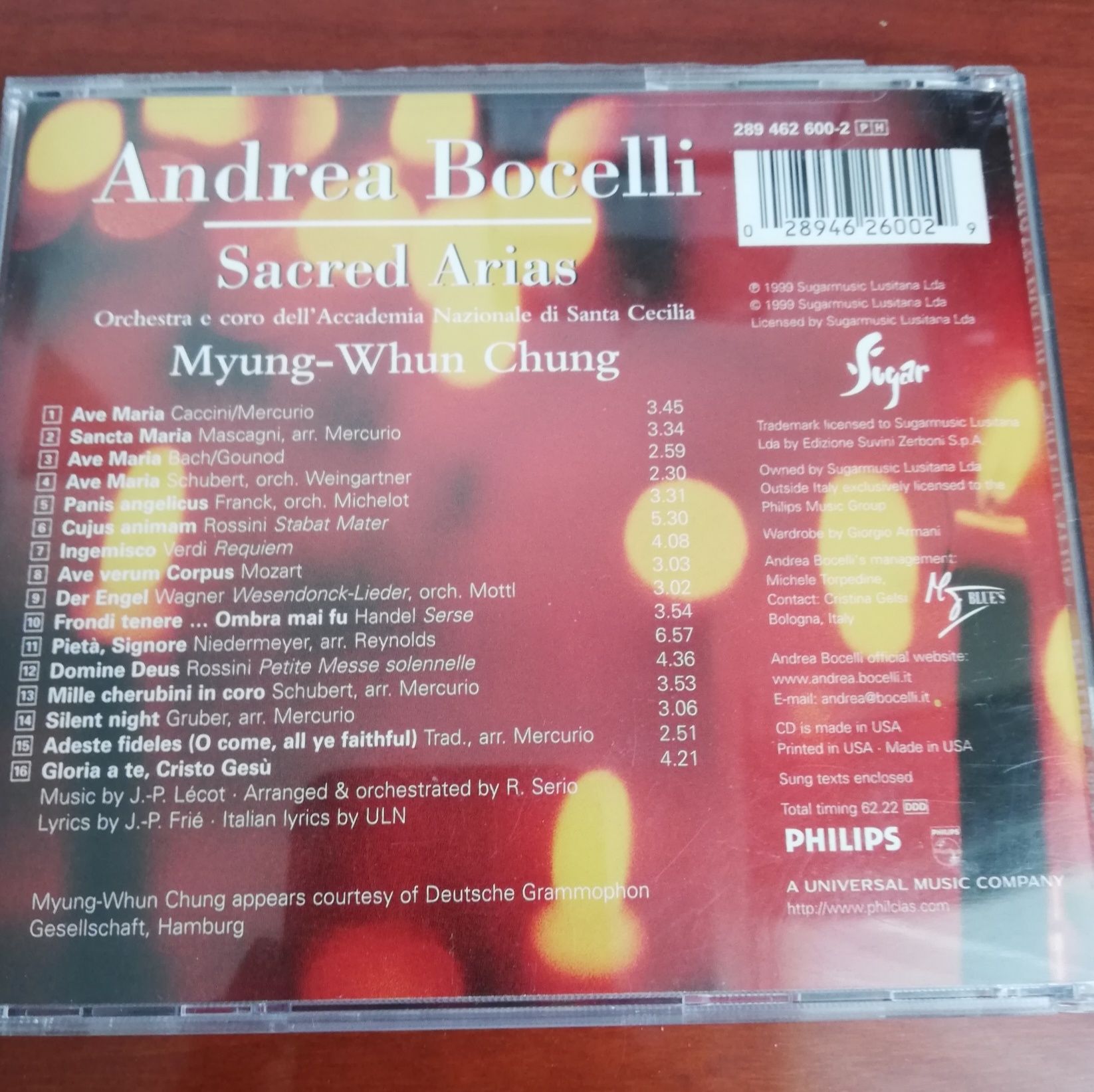 Andrea Bocelli dwie płyty CD "Sacred Arias", "Viaggio Italiano"