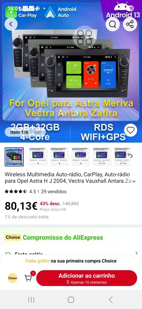 Auto radio novo.