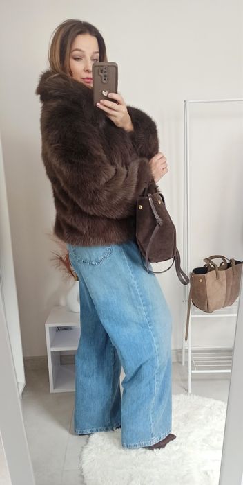 Zara spodnie s 36 jeansowe wysoki stan szeroka nogawka