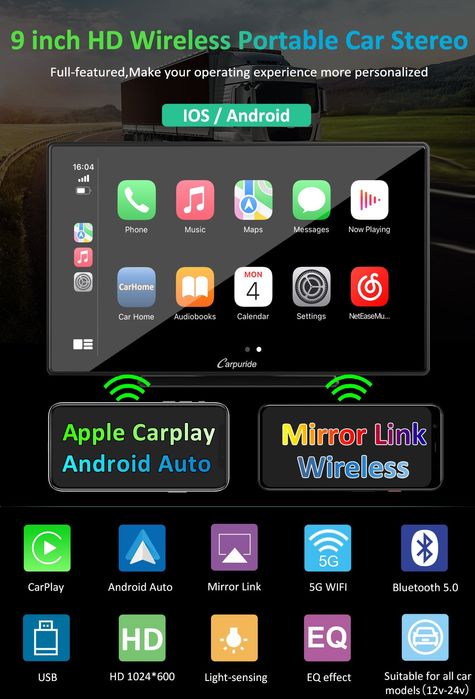 Ecrã Touch 9" para carro - marca CARPURIDE W901 PRO