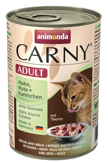 Karma wysokomięsna dla kotów - Animonda Kurczak + Indyk + Królik 400g
