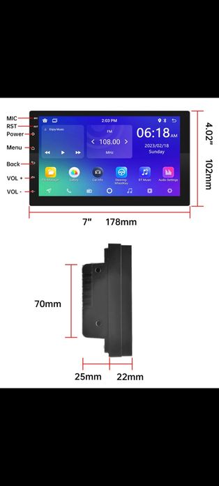 Автомагнитола 7" 1/32gb Android 11