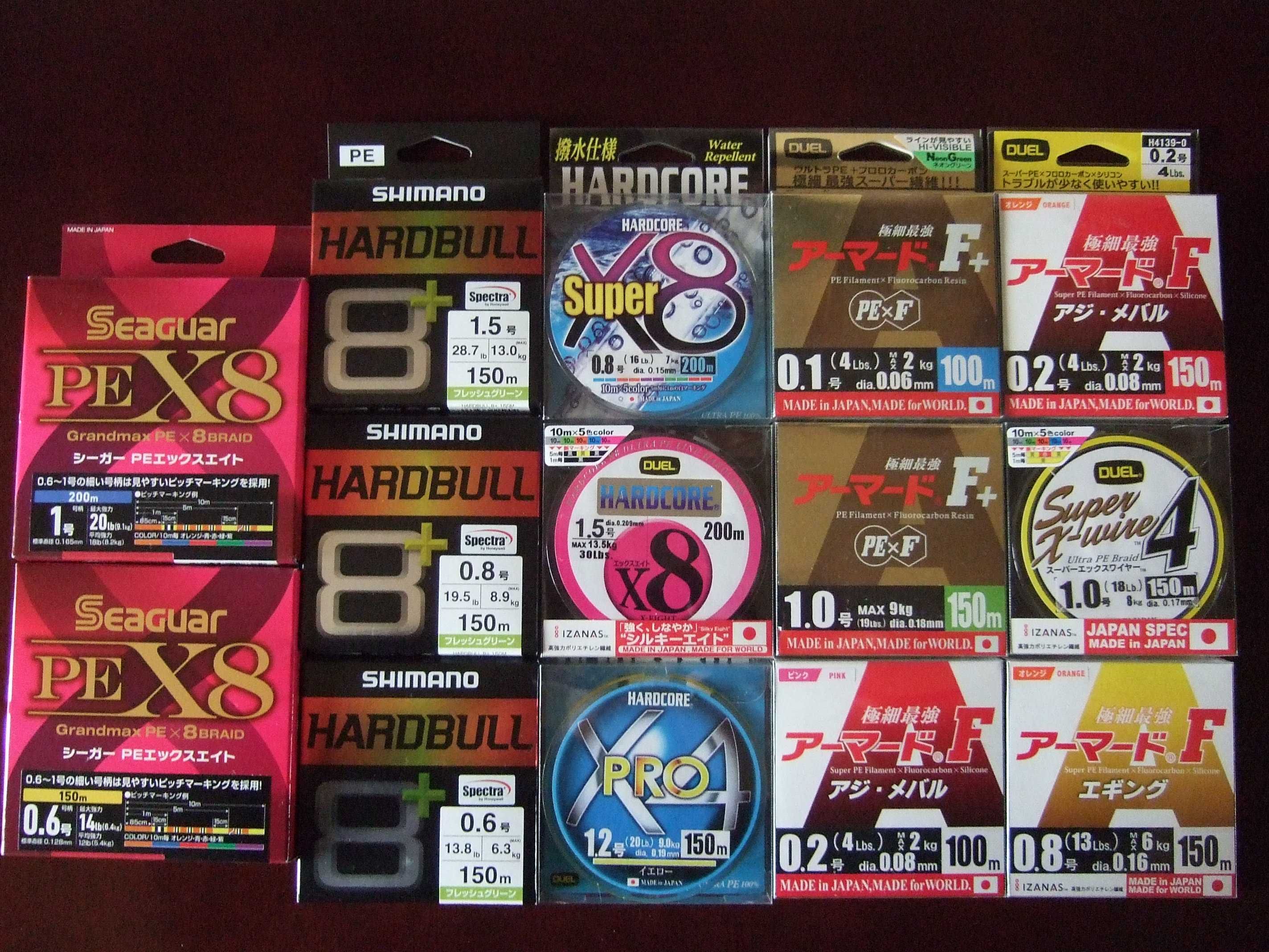 Шнури PE Duel, Shimano та Seaguar...