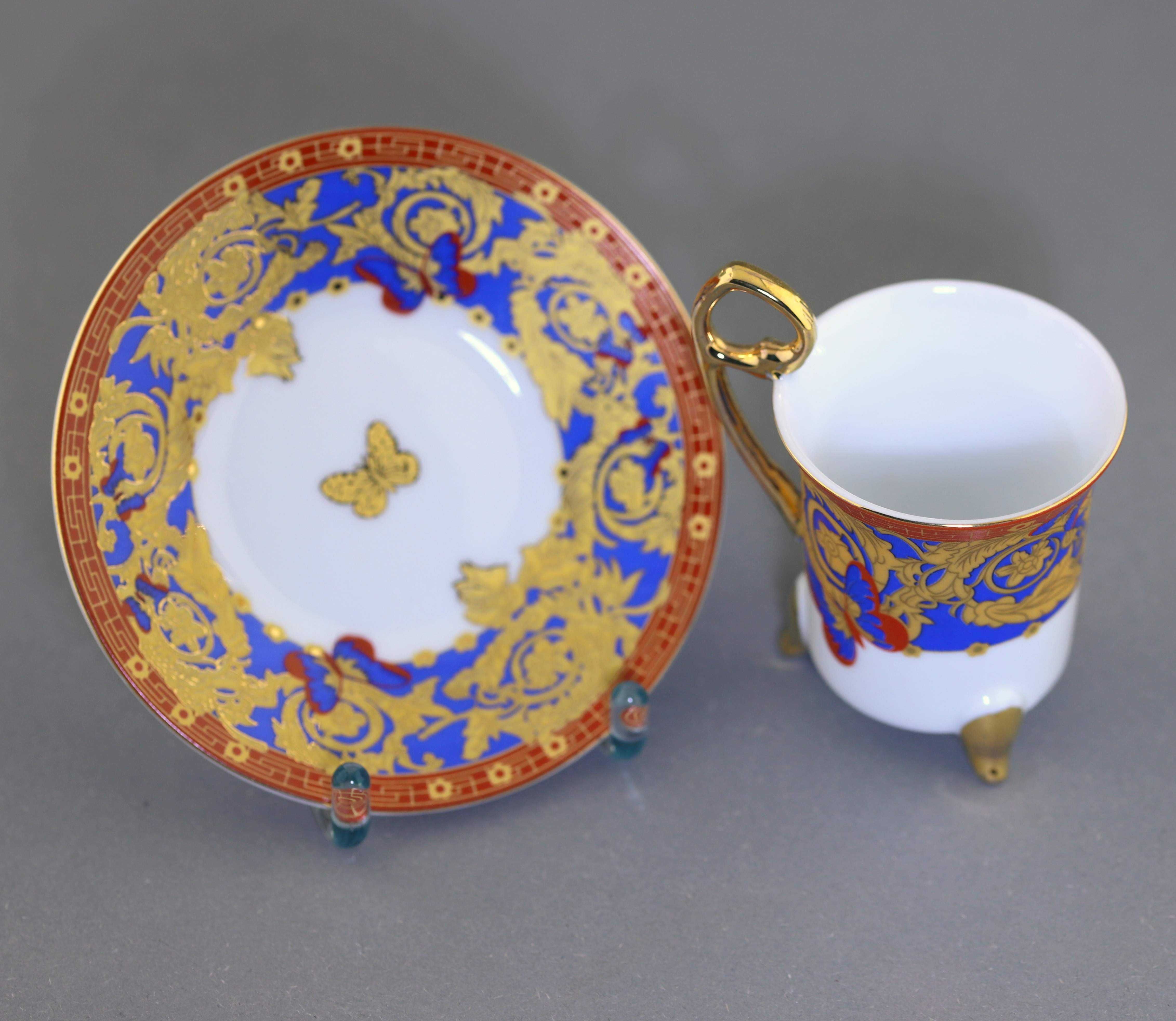 Zestaw duo filiżanka espresso demitasse 80ml w stylu barokowym Niemcy