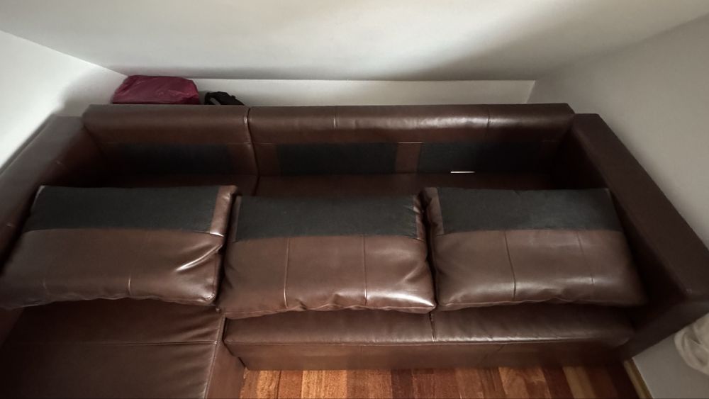 Ikea Manstad narożnik ekoskóra zadbany funkcja spania rozkładany