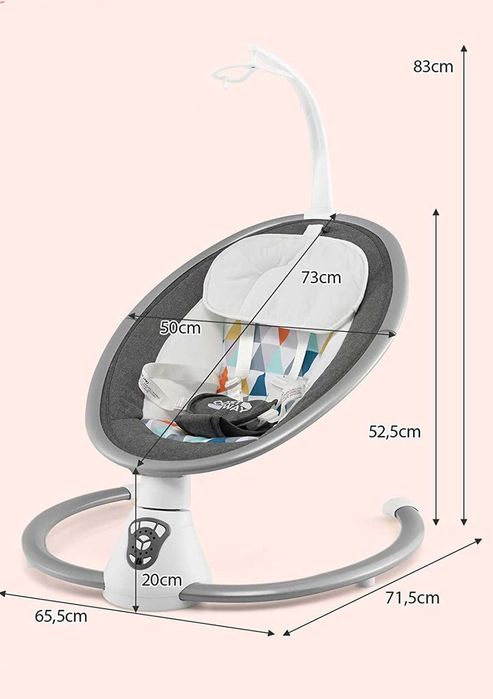 Elektryczny bujaczek dla niemowląt z 5 poziomami bujania, timer
