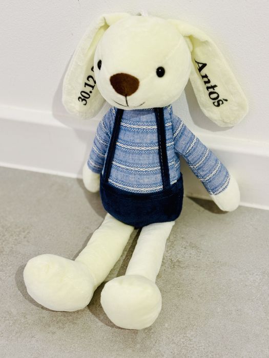 Krolik lalka imię metryczka niebieski