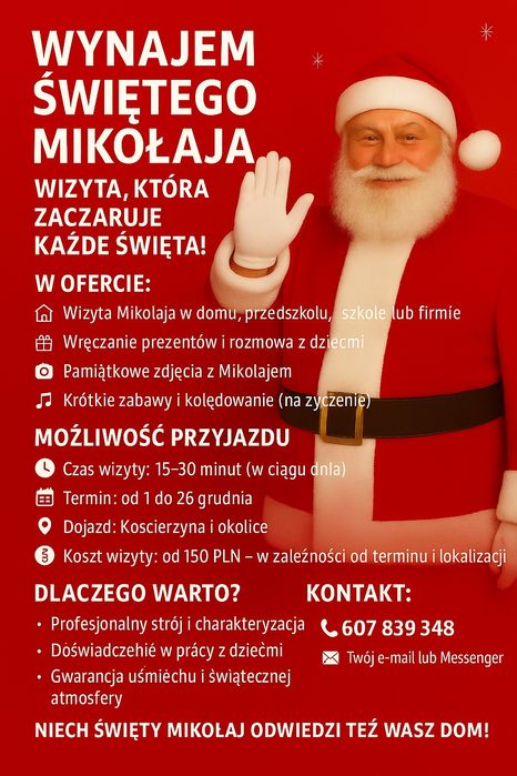 Wynajmij Świętego Mikołaja!