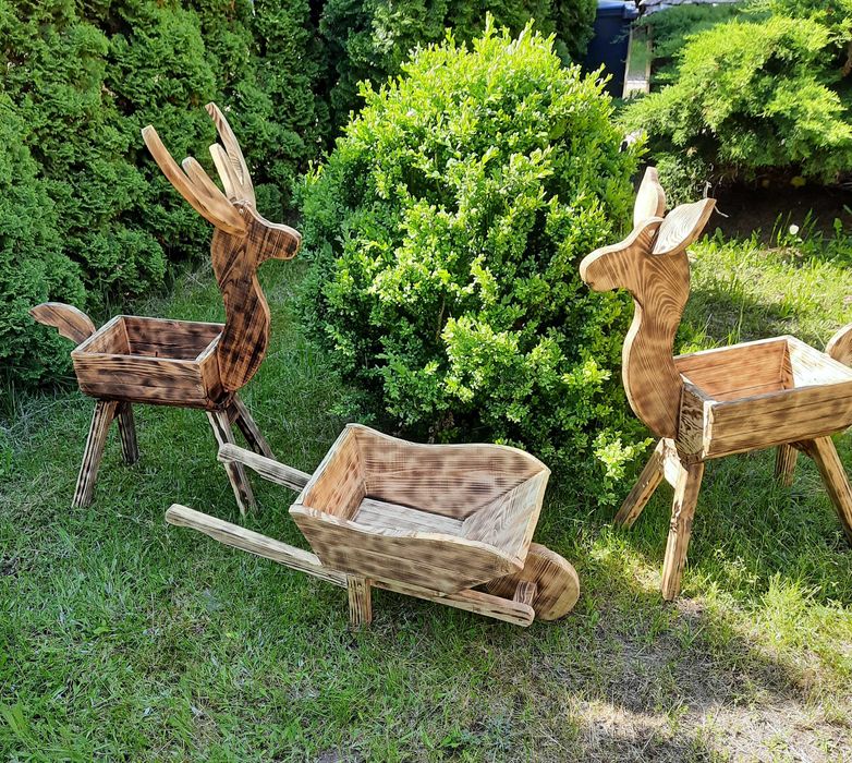 Donica taczka meble jelonek sarenka drewno ogrodowe