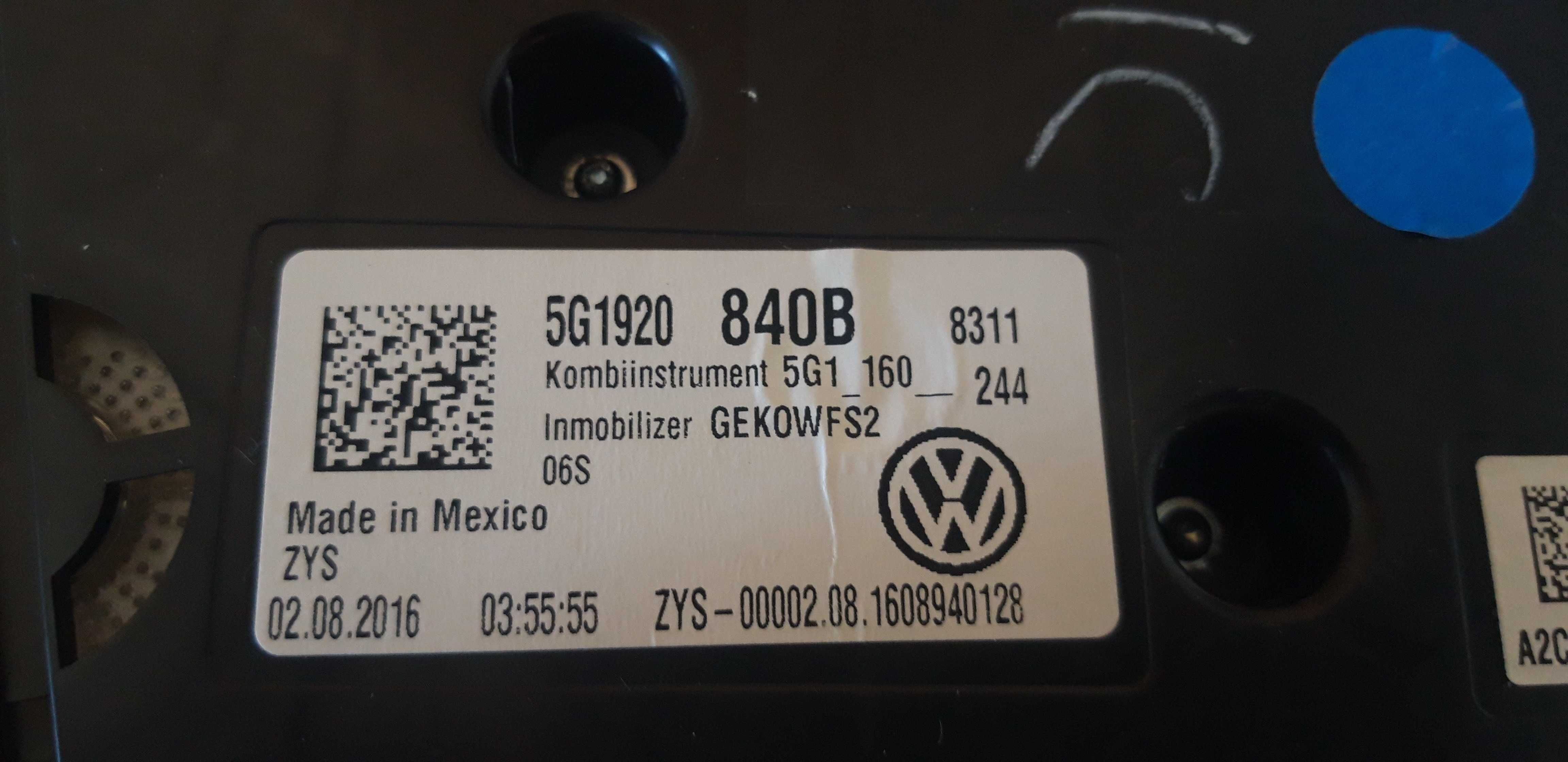 продам аналоговую приборную панель на VW Golf 7 5G1920840B