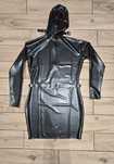 514/ Sukienka XL lateks CHLOROWANY latex szara rękawice maska - klapki