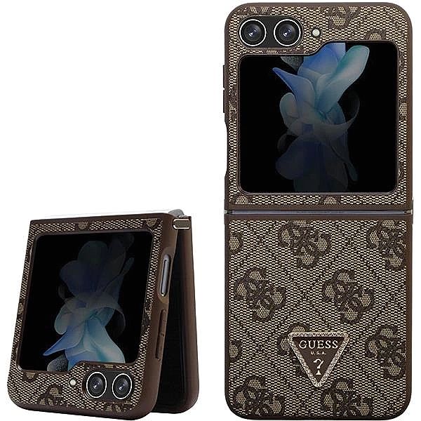 Etui Guess Leather 4G Triangle Strass na Samsung Galaxy Z Flip 5 - brą