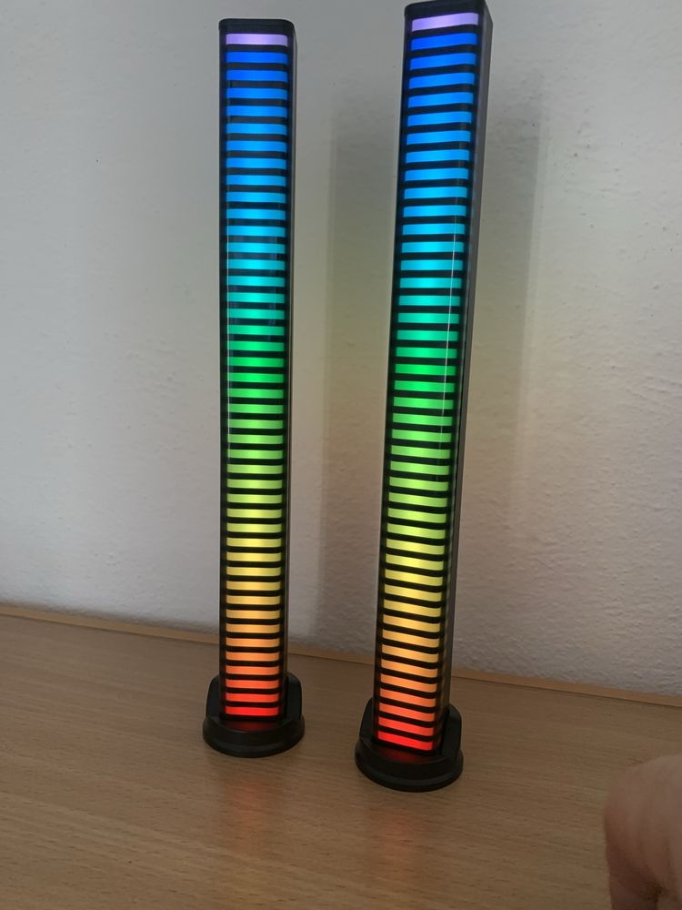 Led RGB dwustronne akumulator mikrofon kolory tryby 2 sztuki