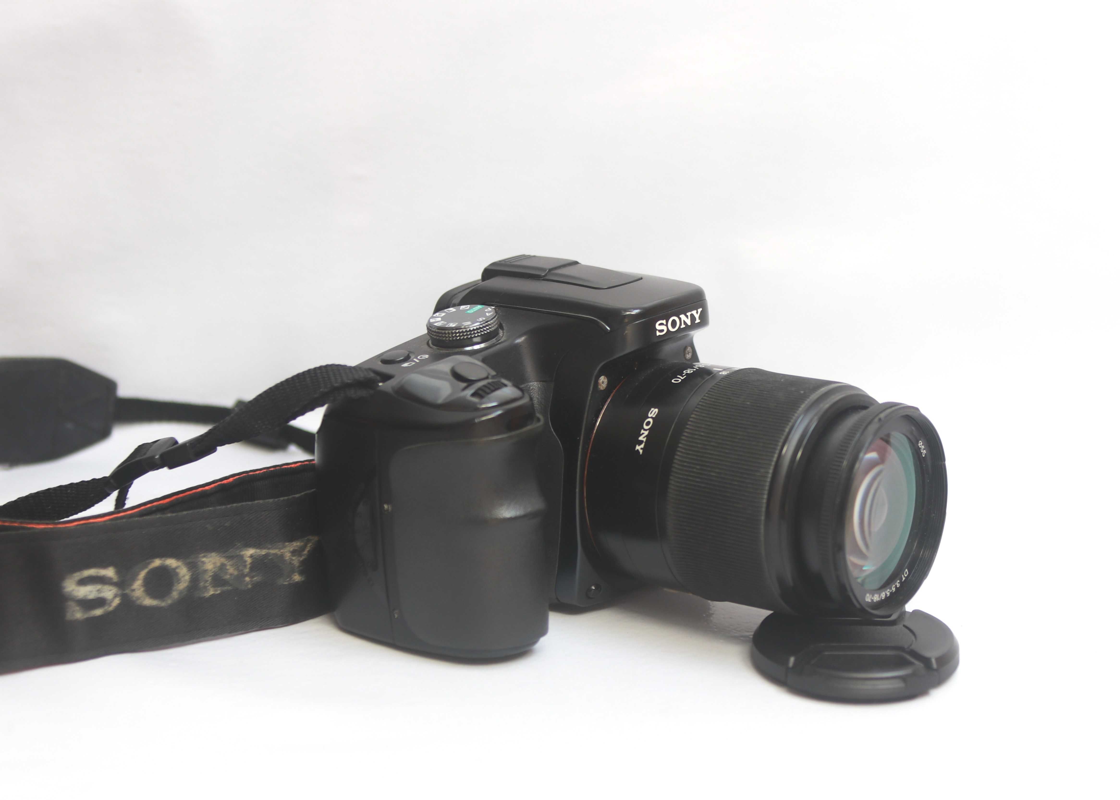 Sony A100 com lente Sony 18-70mm máquina fotográfica digital reflex