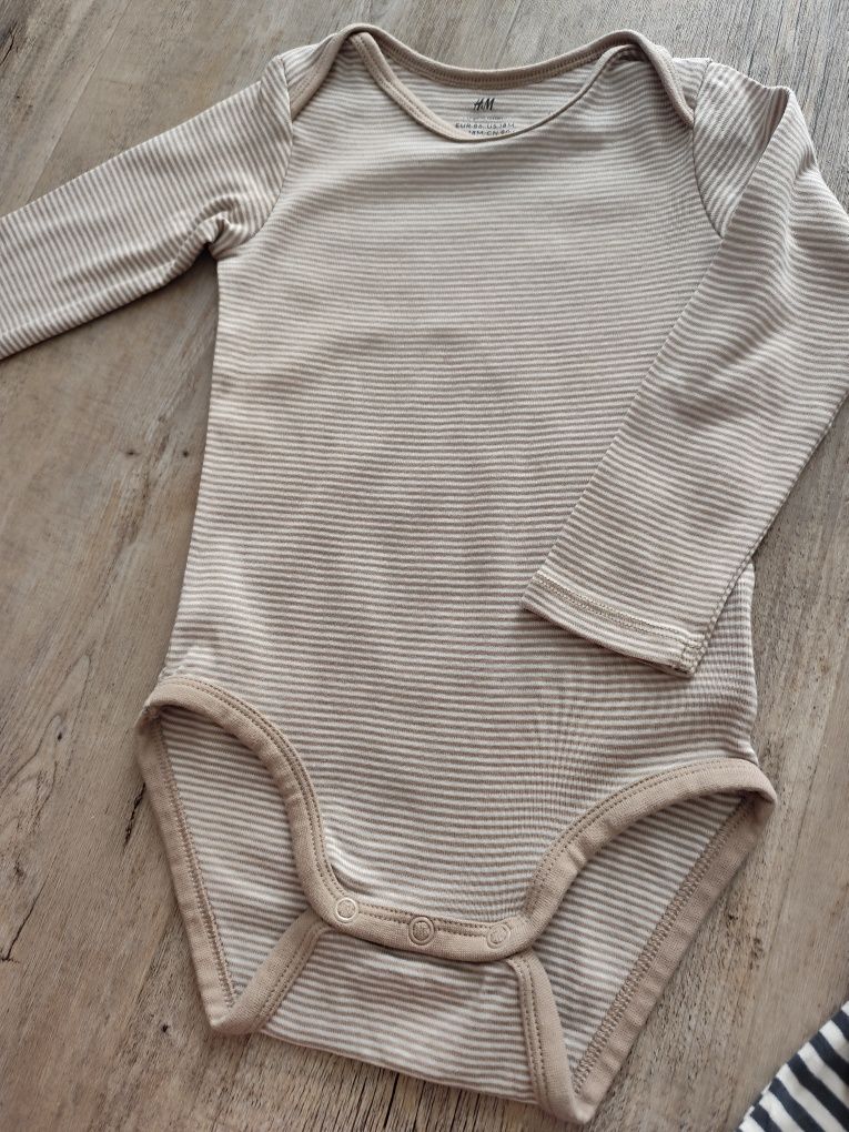 Nowe body z długim rękawem w paski H&M 86