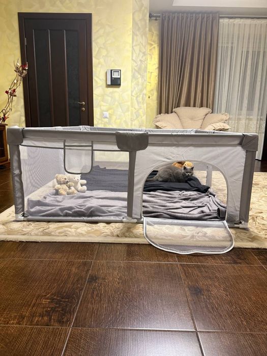 Манеж дитячий 200см*200см, сірий , синій