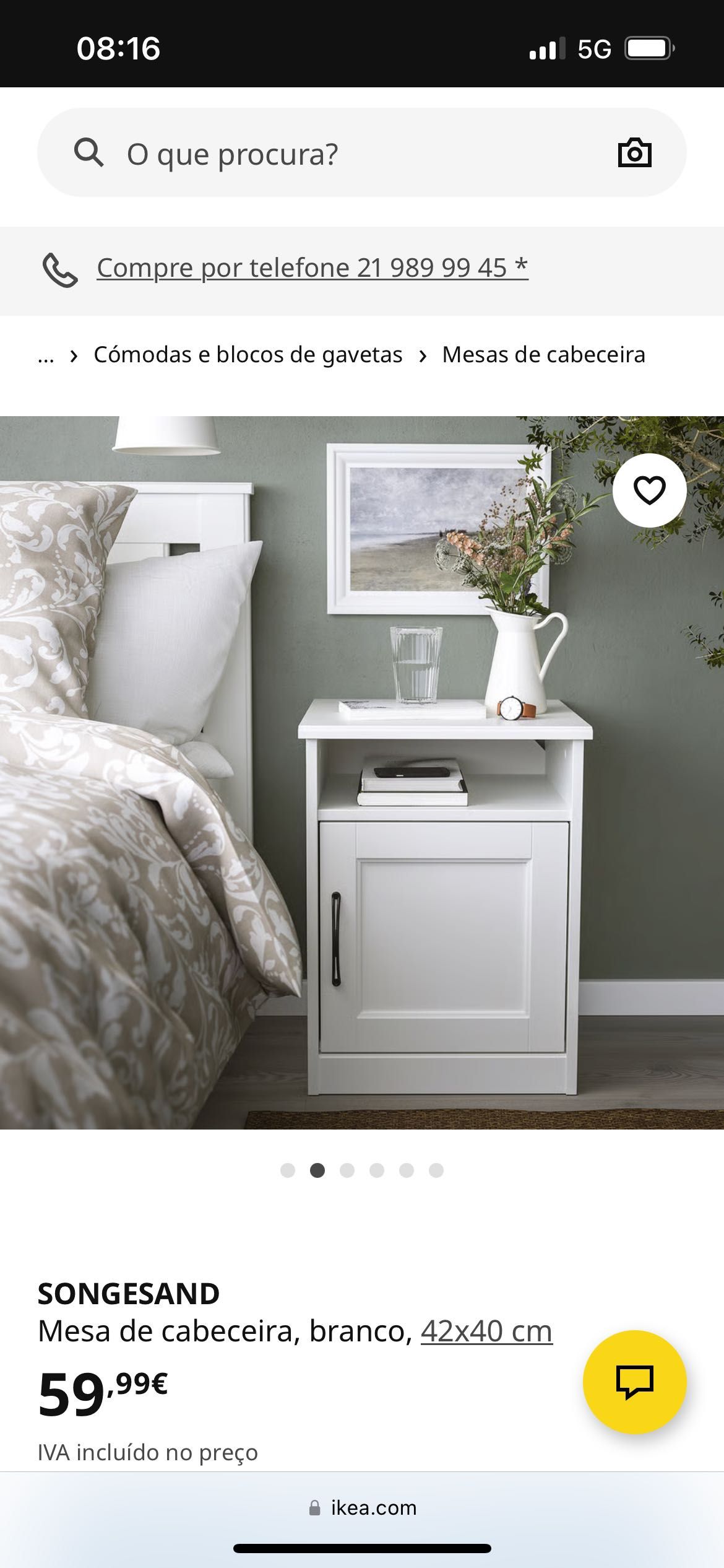 IKEA SONGESAND Cama de casal e mesas de cabeceira