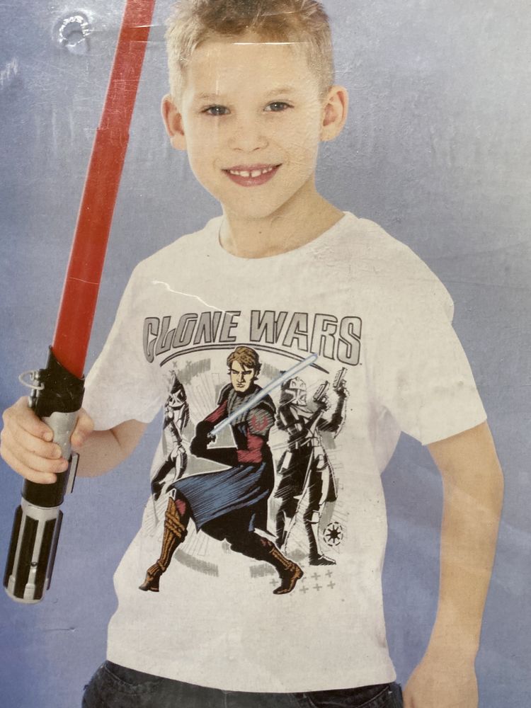 Bluzka T-shirt Star wars 110/116 biala z krotkim rekawem