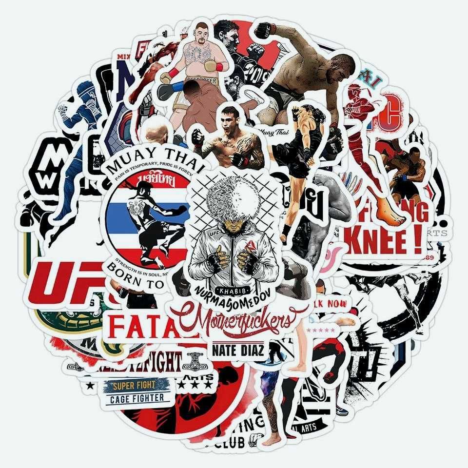 Наклейки стикеры с символикой и бойцами из MMA включая UFC декор скейт