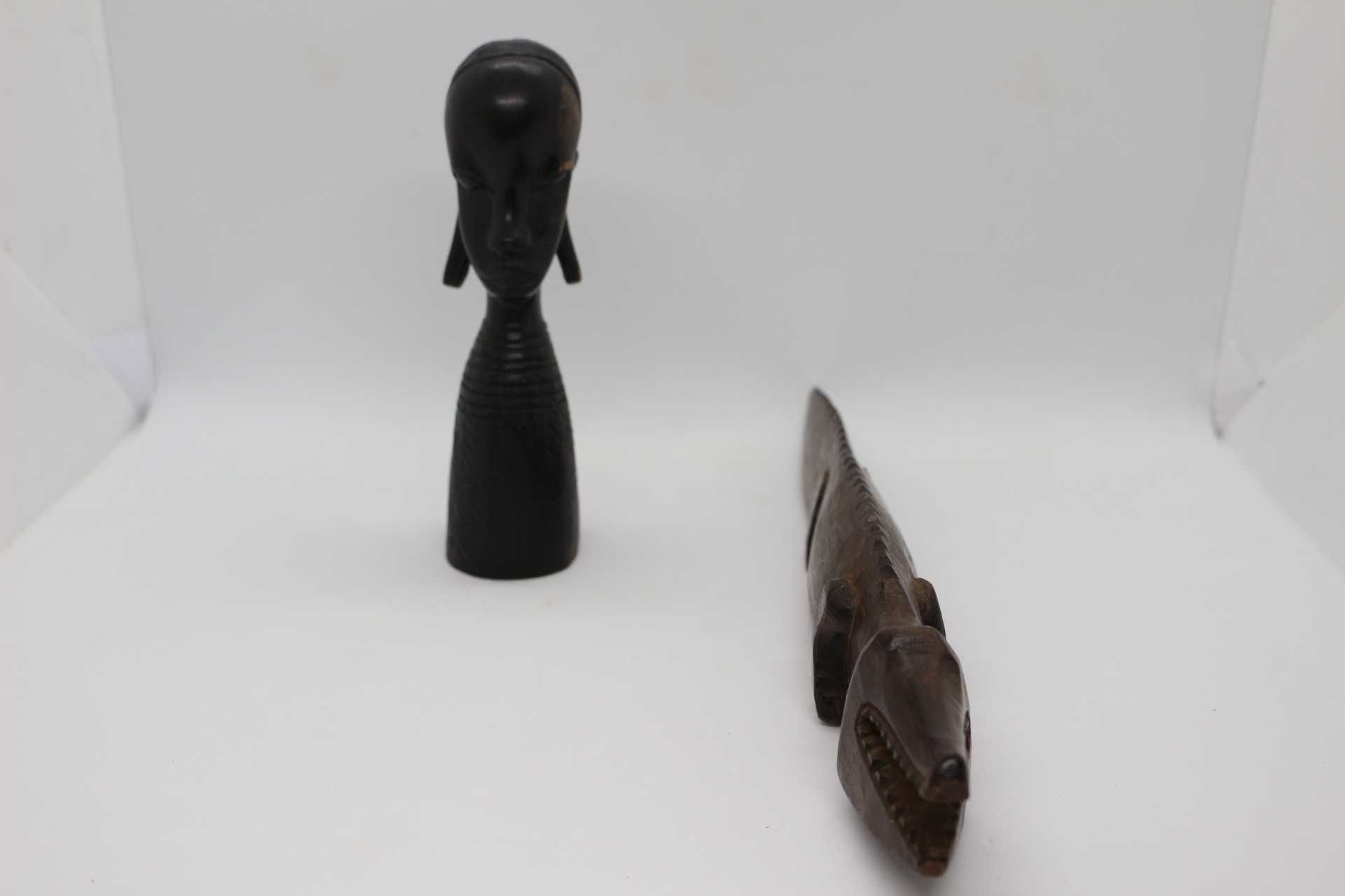 Artesanato Africano Busto Pau Preto e Crocodilo Pau Rosa