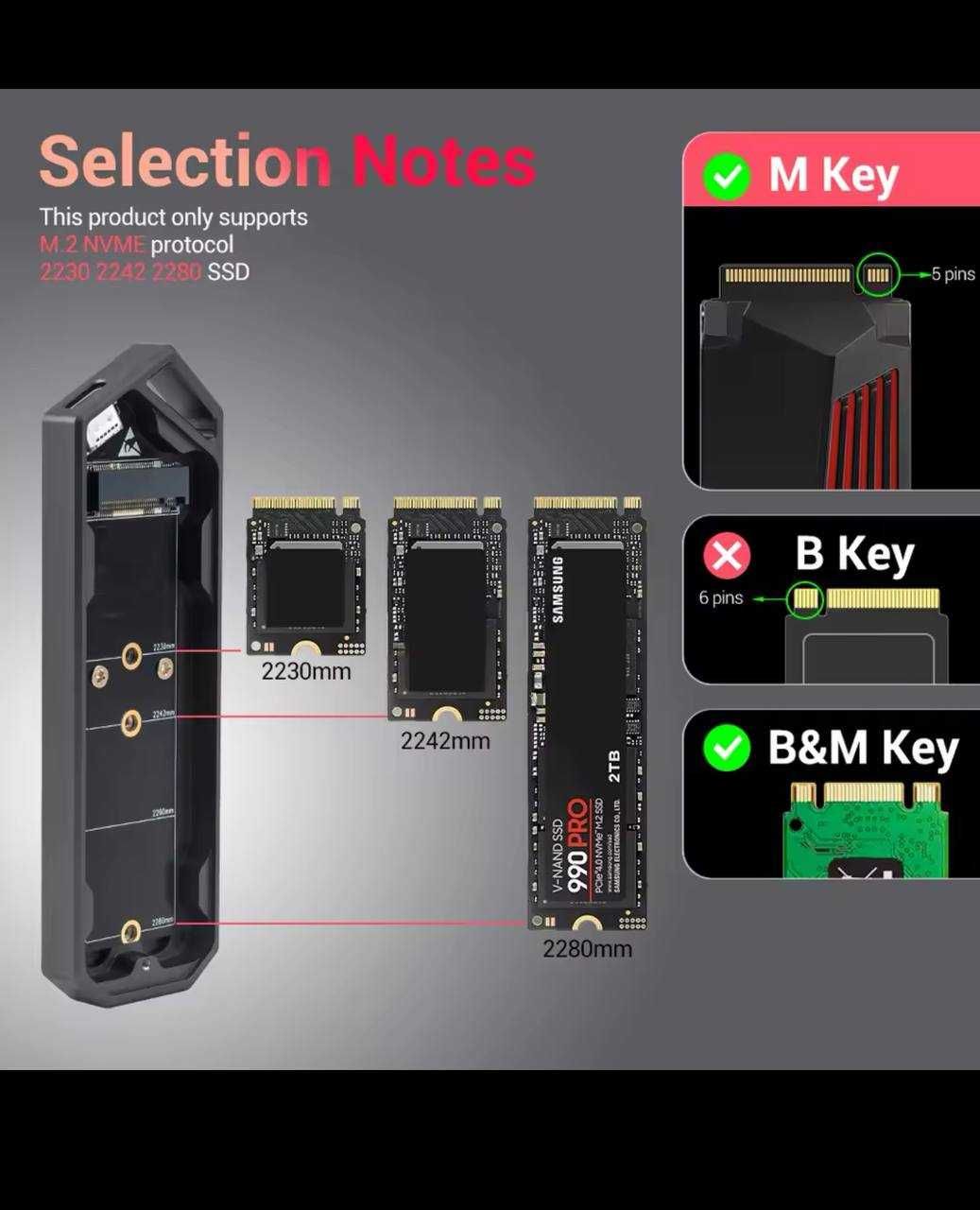 SSD карман UnionSine M2 SSD Case NVMe USB 3.2 Type C Gen2 10Gbps