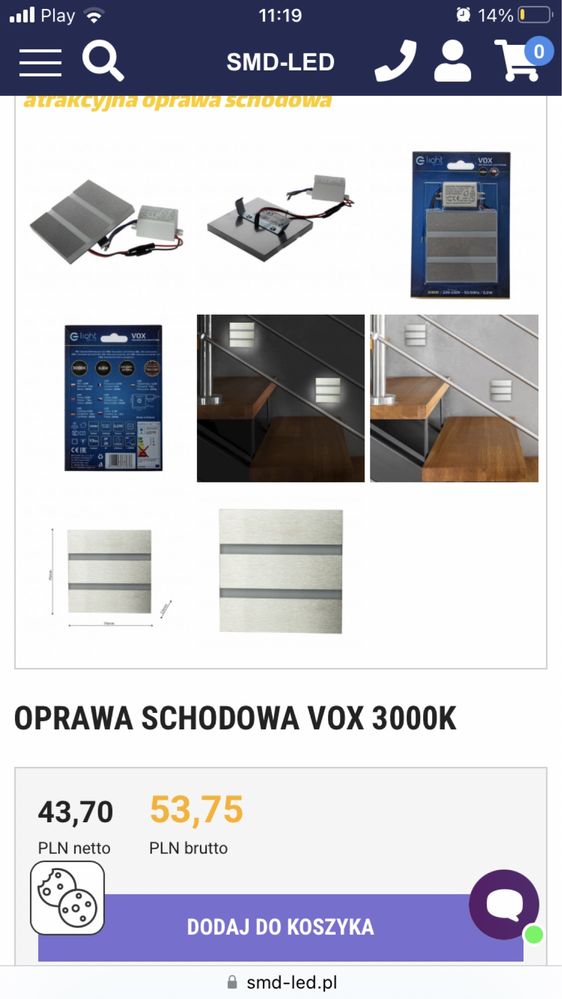 OPRAWA SCHODOWA VOX 3000K - zestaw 9 sztuk