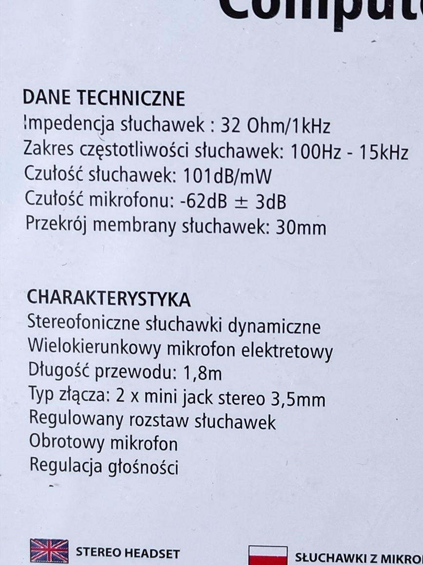Słuchawki z mikrofonem E5 Auro nowe