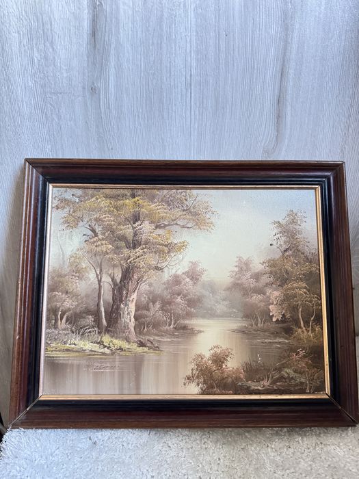 Obraz olejny pejzaż wiejski Irena Cafieri z sygnaturą