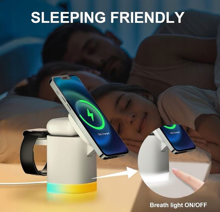 Magnetyczna stacja ładująca 3w1 do iPhone , AirPods, iWatch - biały